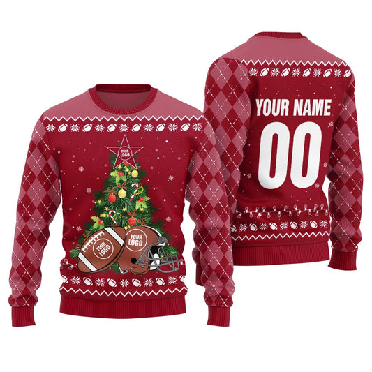 Custom Logo Name For Football Team Xmas Sweater Women