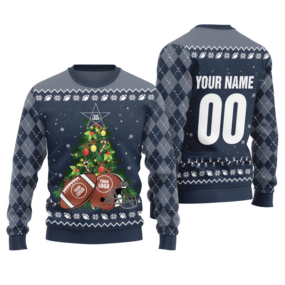 Custom Logo Name For Football Team Xmas Sweater Women