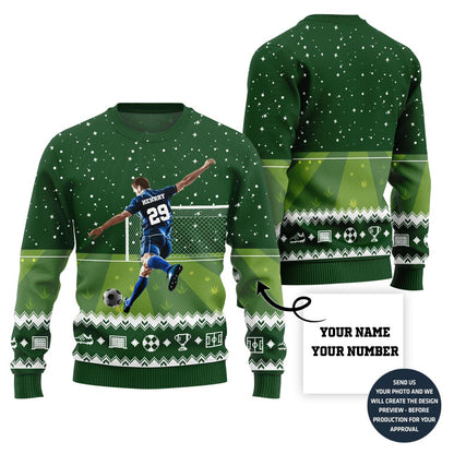 Custom Name And Number Ugly Sweater For Soccer Players
