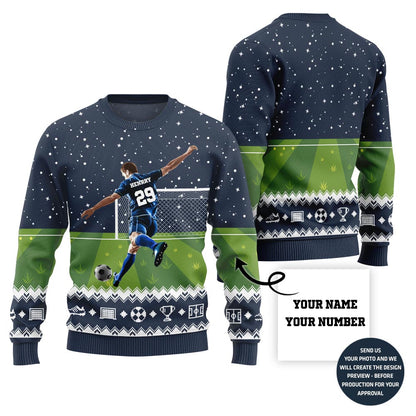 Custom Name And Number Ugly Sweater For Soccer Players