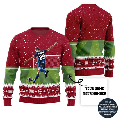 Custom Name And Number Ugly Sweater For Soccer Players