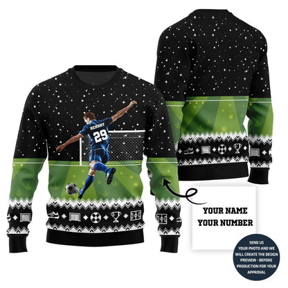 Custom Name And Number Ugly Sweater For Soccer Players