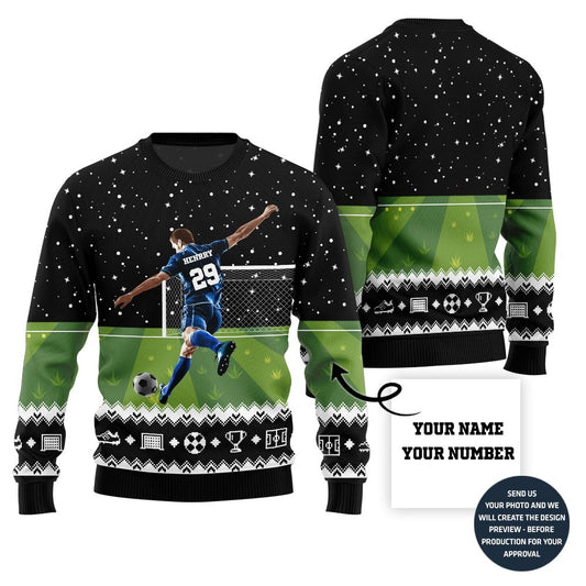 Custom Name And Number Ugly Sweater For Soccer Players