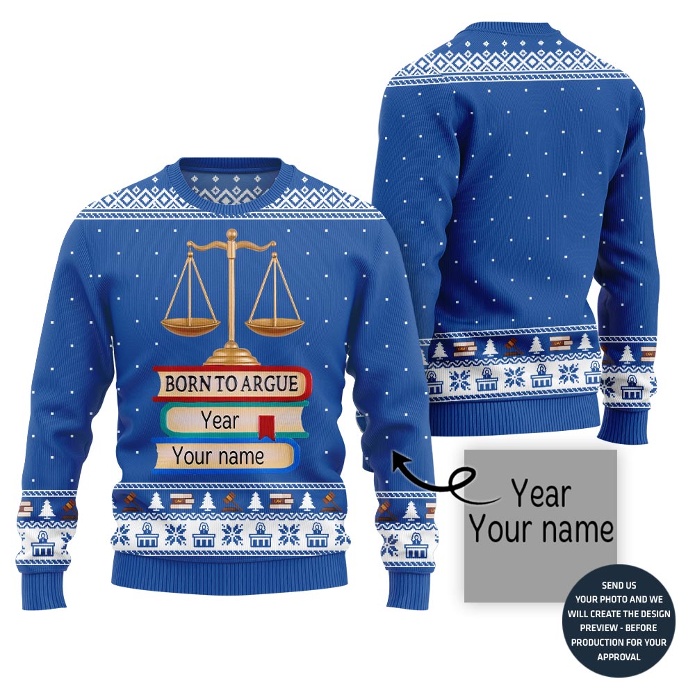 Custom Name And Year Lawyer Ugly Xmas Sweater
