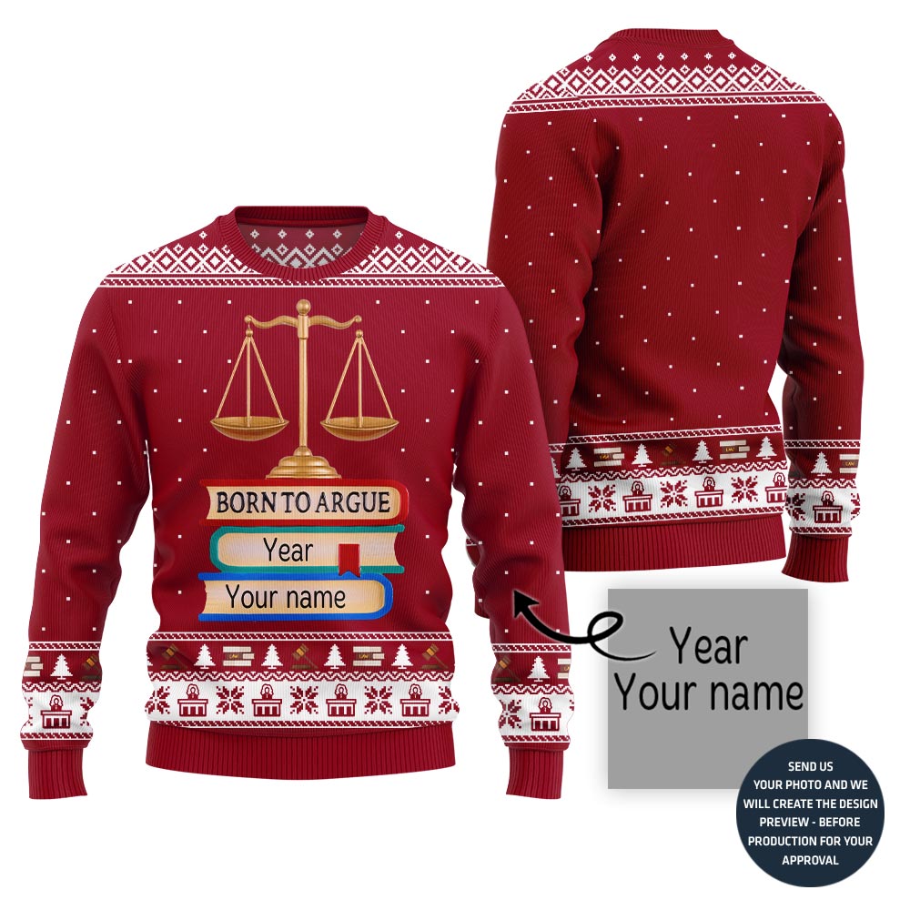 Custom Name And Year Lawyer Ugly Xmas Sweater