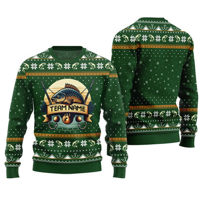 Custom Name Fishing Ugly Christmas Sweater
