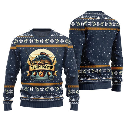 Custom Name Fishing Ugly Christmas Sweater