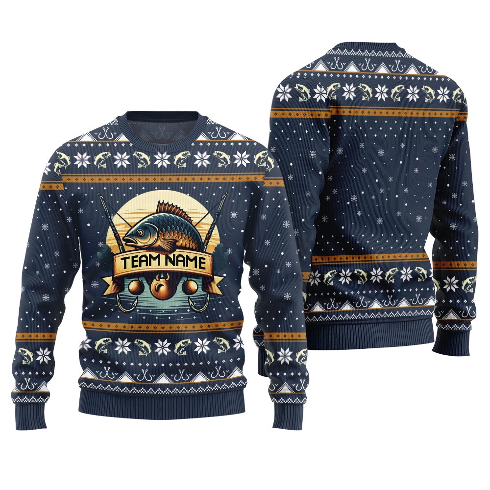 Custom Name Fishing Ugly Christmas Sweater