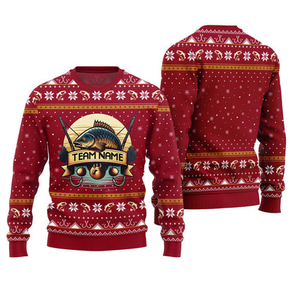 Custom Name Fishing Ugly Christmas Sweater