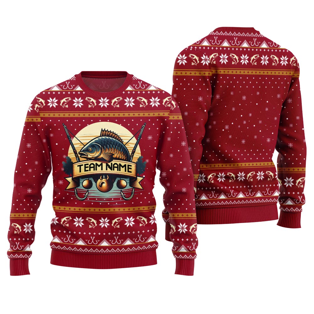 Custom Name Fishing Ugly Christmas Sweater