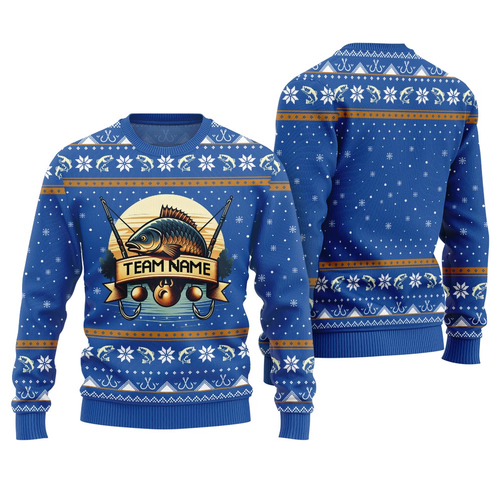 Custom Name Fishing Ugly Christmas Sweater