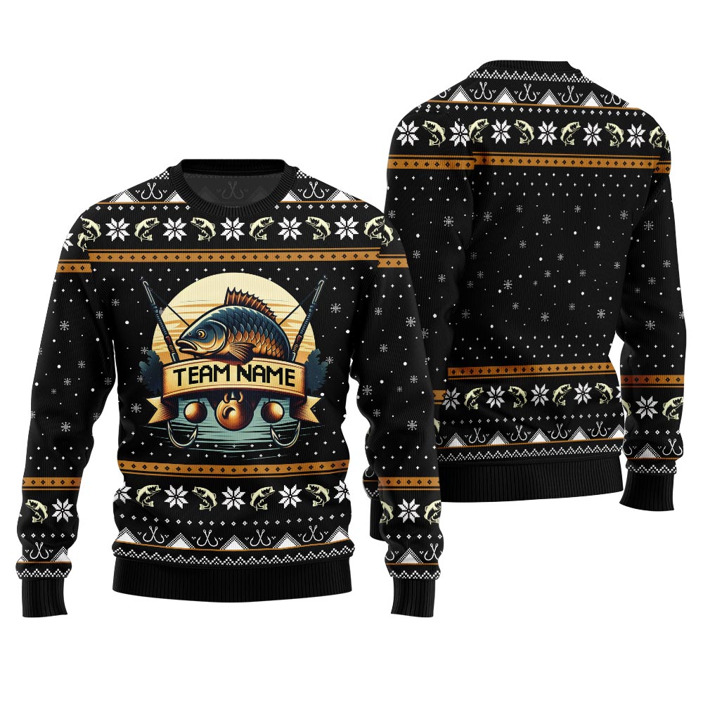 Custom Name Fishing Ugly Christmas Sweater