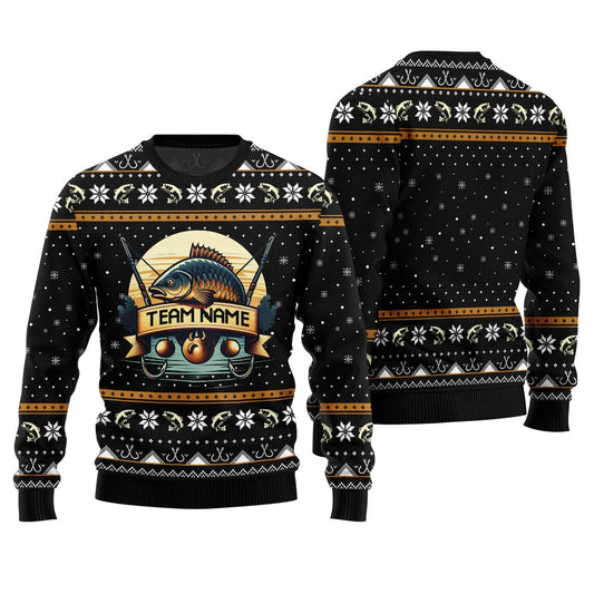 Custom Name Fishing Ugly Christmas Sweater