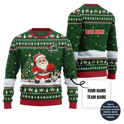 Custom Name Santa Bowling Ugly Christmas Sweater