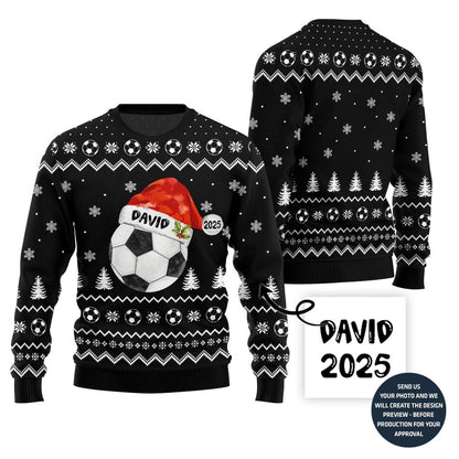 Custom Name Ugly Christmas Sweater For Soccer Players