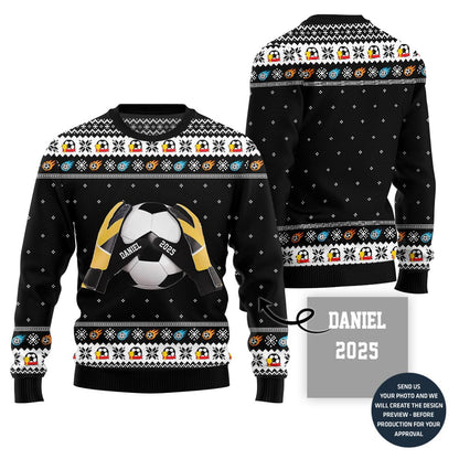 Custom Name Ugly Xmas Sweater For Soccer Players