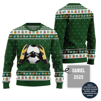 Custom Name Ugly Xmas Sweater For Soccer Players