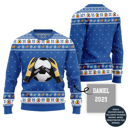 Custom Name Ugly Xmas Sweater For Soccer Players