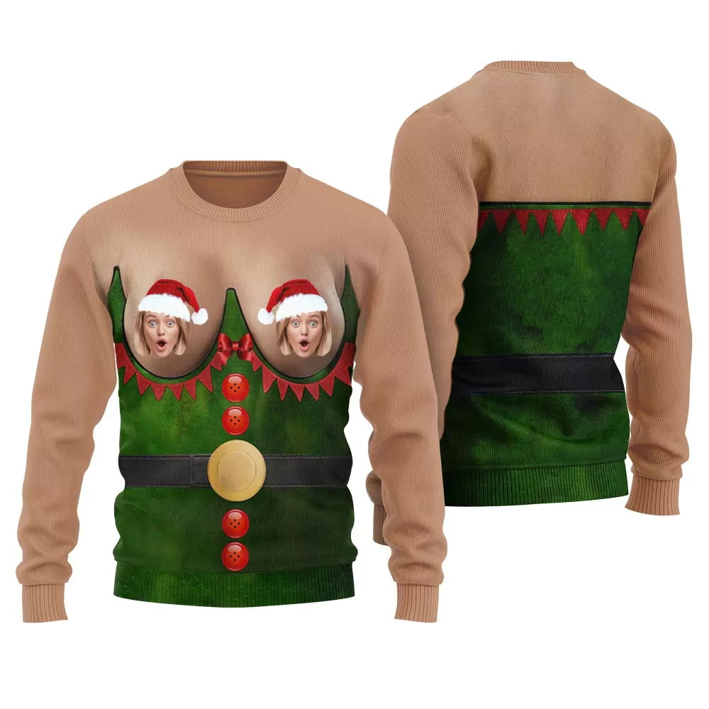 Custom Naughty Christmas Sweater With Picture For Men