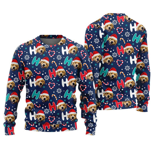 Custom Pet Christmas Sweater Navy