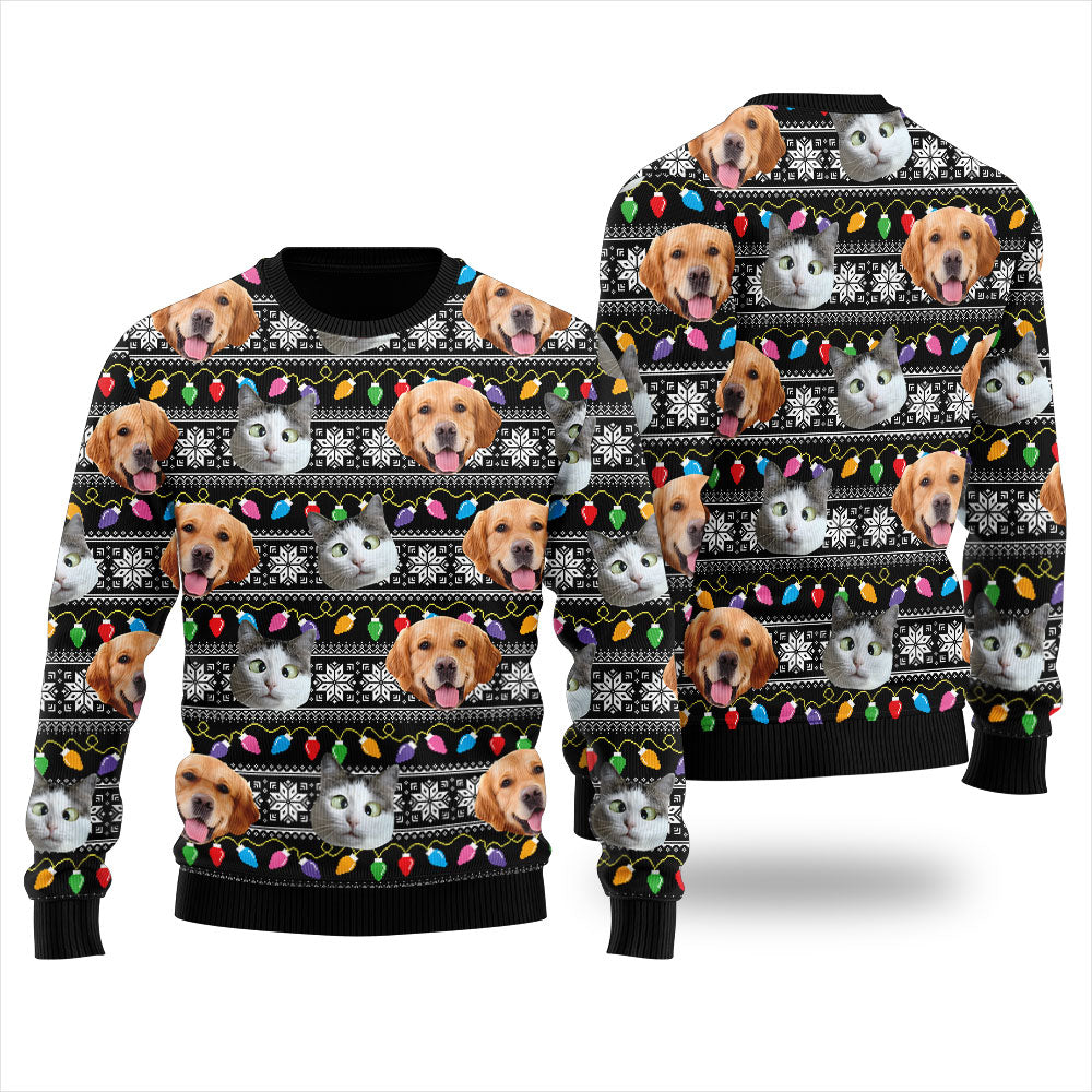 Custom Pet Face Ugly Christmas Sweater For Unisex