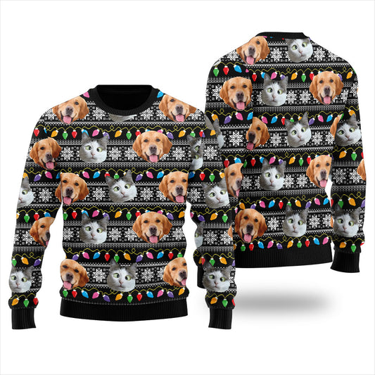 Custom Pet Face Ugly Christmas Sweater For Unisex