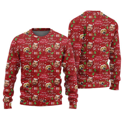 Custom Pet Funny Ugly Christmas Sweater Cardinal Red
