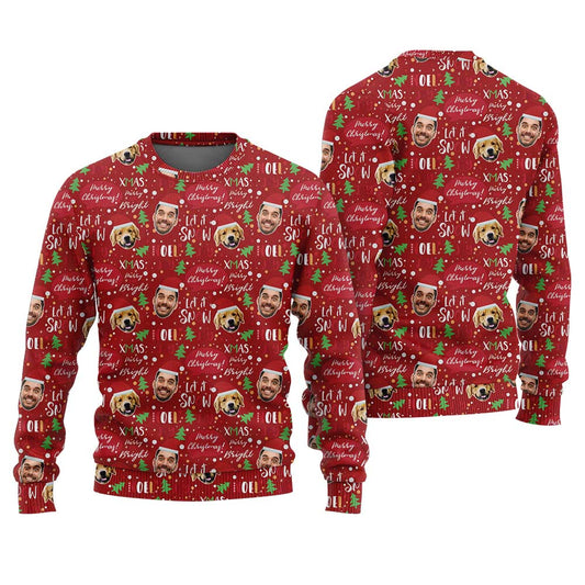 Custom Pet Funny Ugly Christmas Sweater Cardinal Red