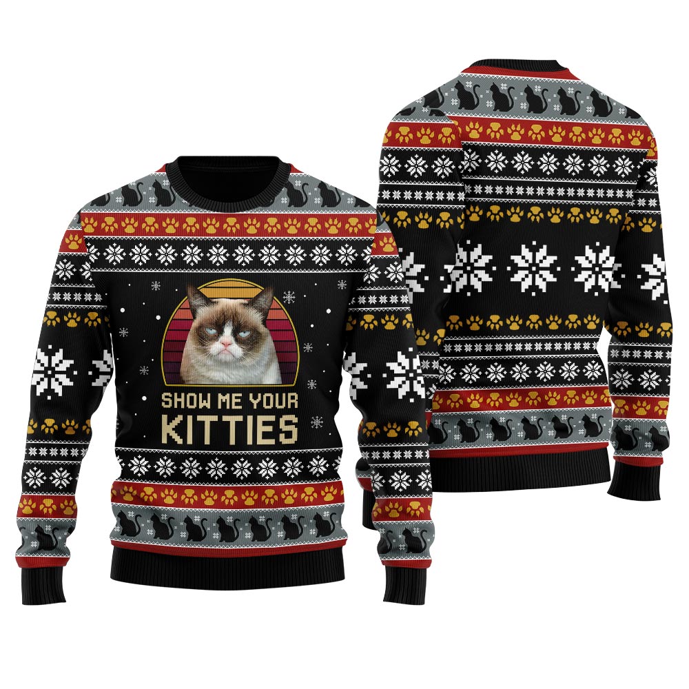 Personalized Cat Ugly Christmas Sweater For Men