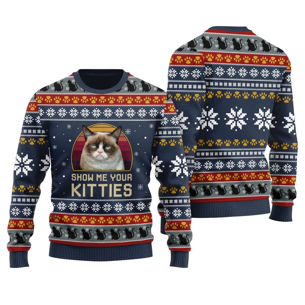 Personalized Cat Christmas Sweater For Women