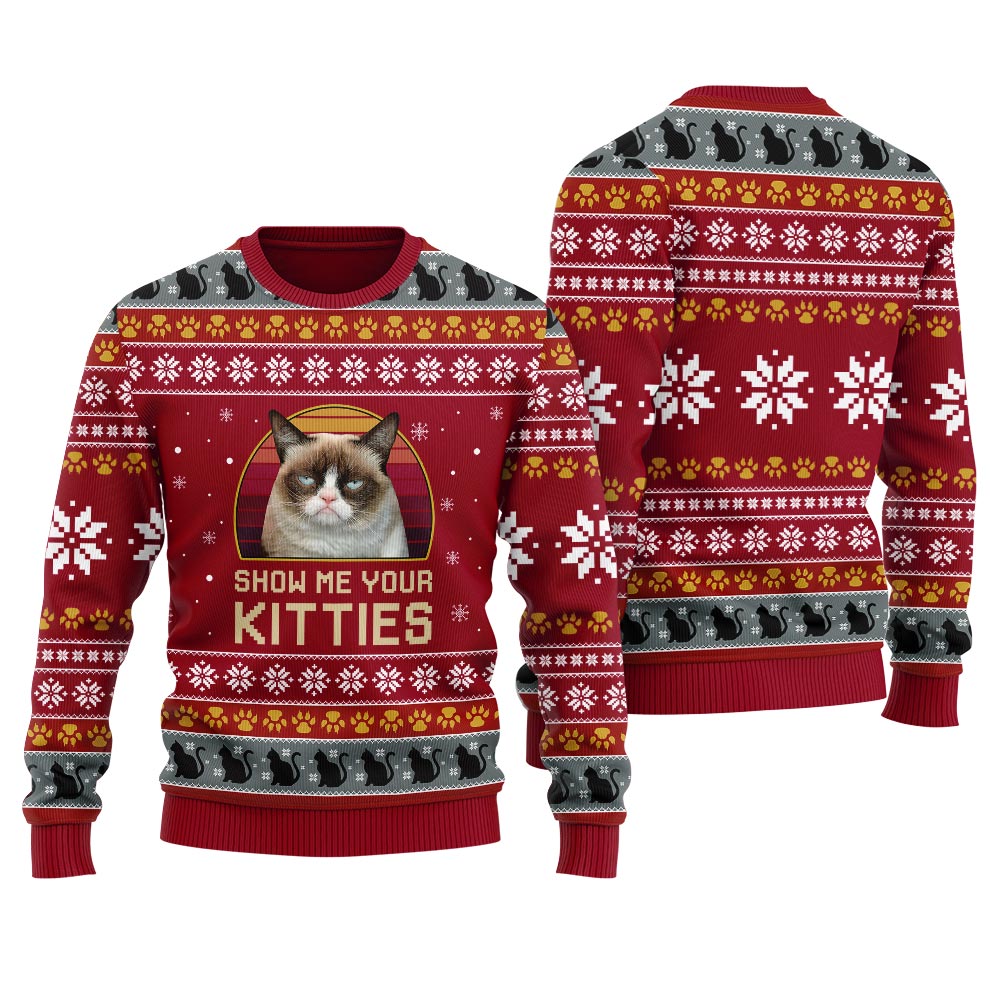 Personalized Cat Ugly Christmas Sweater For Men