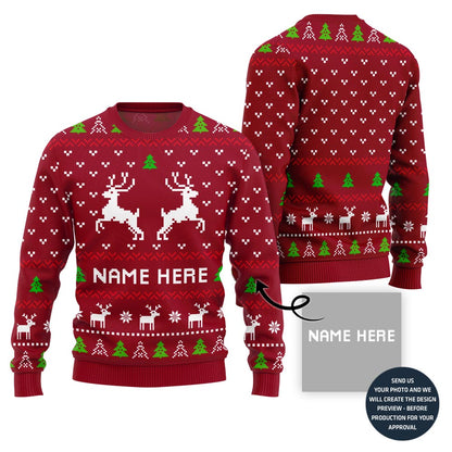 Custom Reindeer Name Ugly Sweater