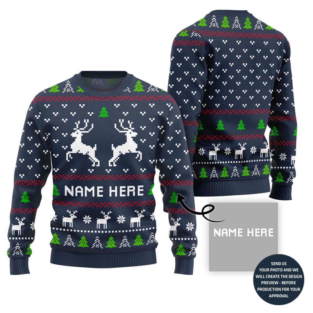 Custom Reindeer Name Ugly Sweater
