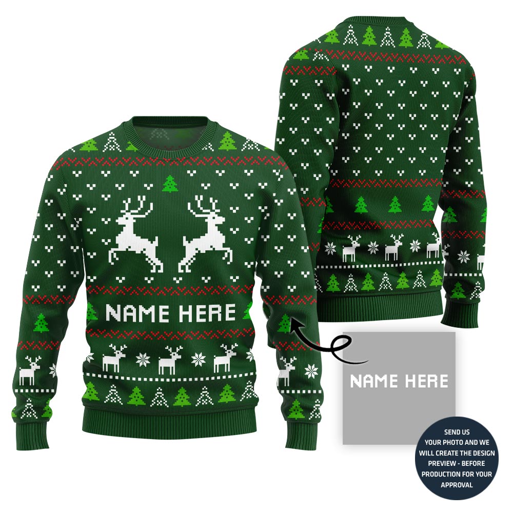 Custom Reindeer Name Ugly Sweater
