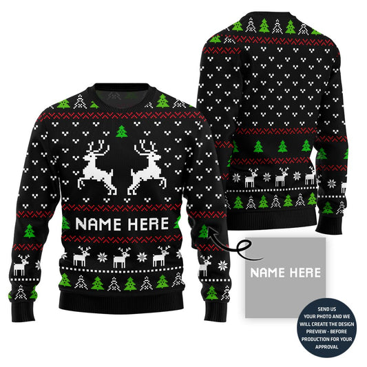 Custom Reindeer Name Ugly Sweater