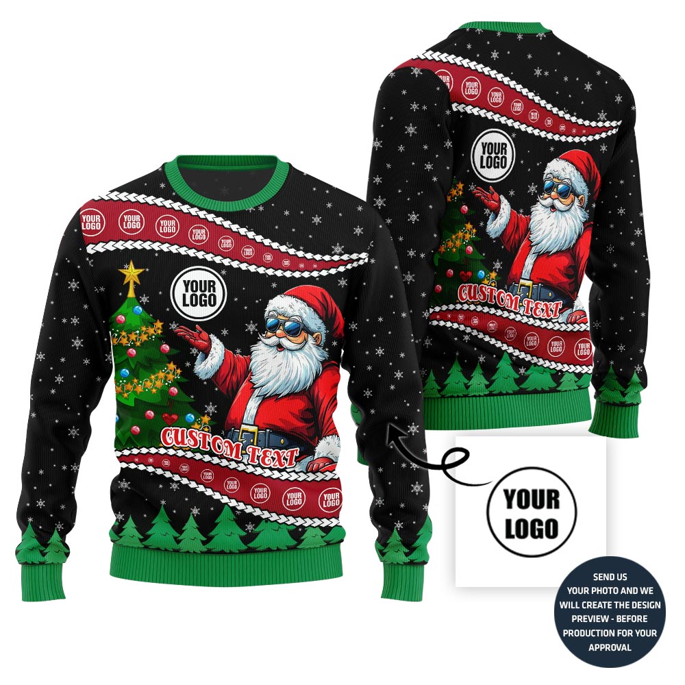 Custom Santa Ugly Christmas Sweater With Your Logo