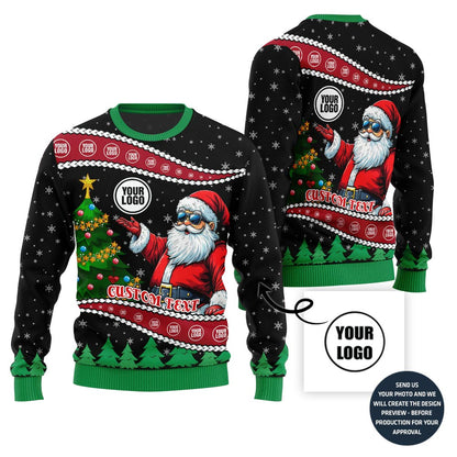 Custom Santa Ugly Christmas Sweater With Your Logo