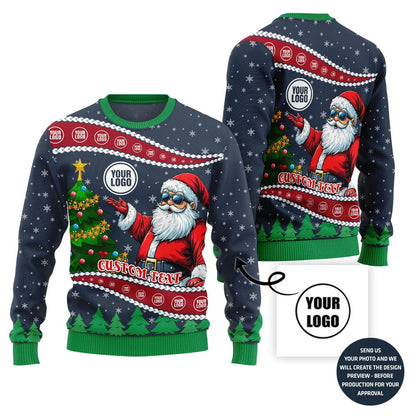 Custom Santa Ugly Christmas Sweater With Your Logo