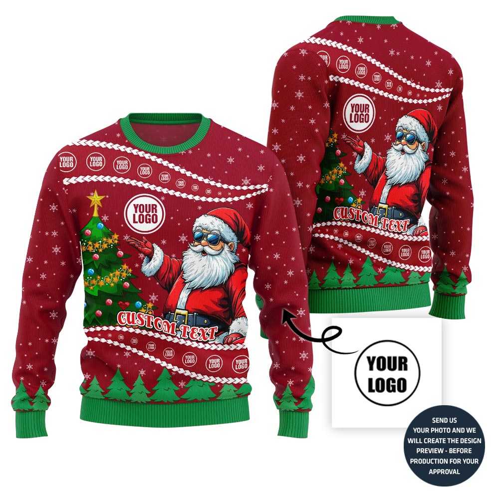 Custom Santa Ugly Christmas Sweater With Your Logo