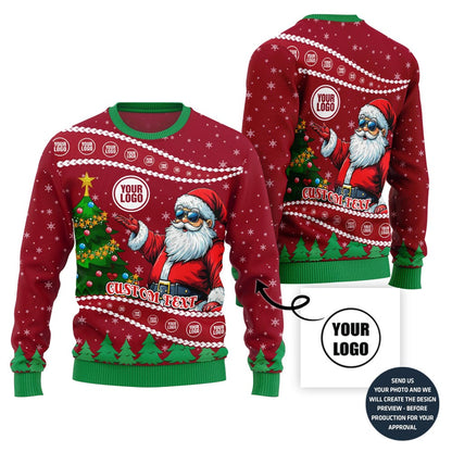 Custom Santa Ugly Christmas Sweater With Your Logo