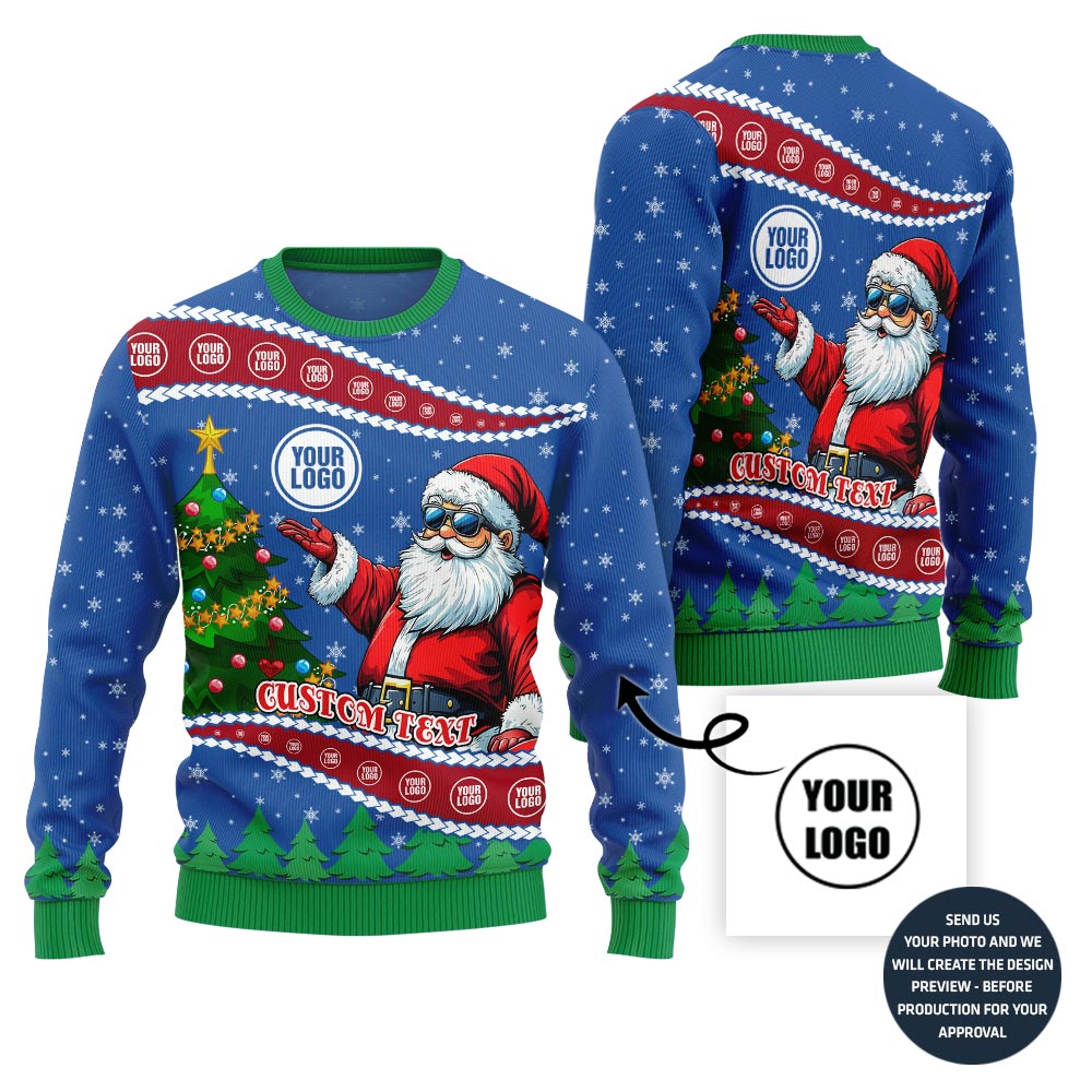 Custom Santa Ugly Christmas Sweater With Your Logo