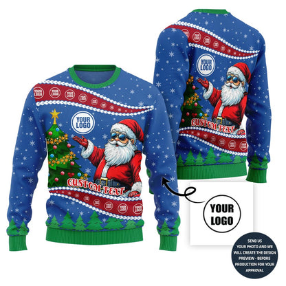 Custom Santa Ugly Christmas Sweater With Your Logo