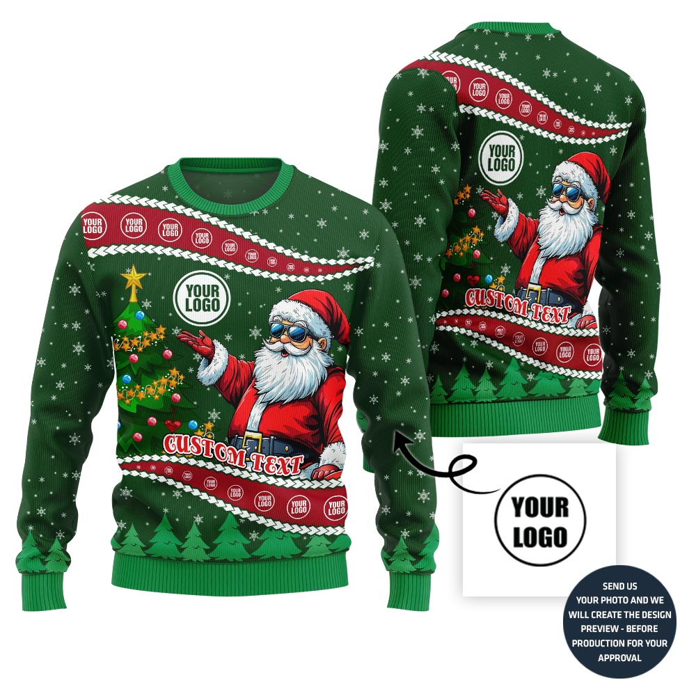 Custom Santa Ugly Christmas Sweater With Your Logo