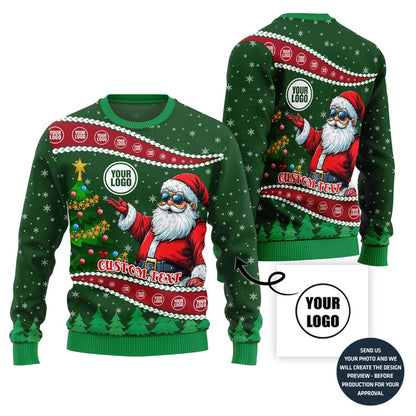 Custom Santa Ugly Christmas Sweater With Your Logo