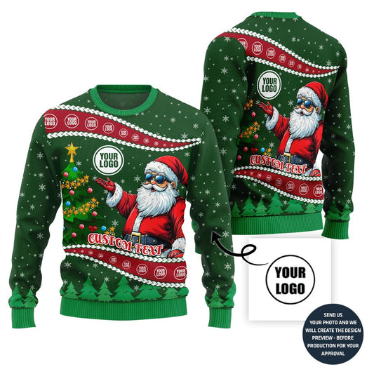 Custom Santa Ugly Christmas Sweater With Your Logo