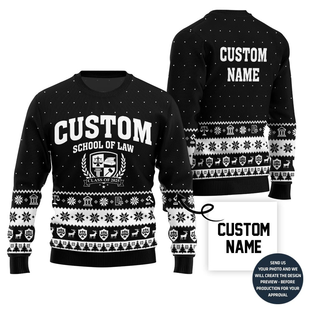 Custom School Of Law Ugly Xmas Sweater