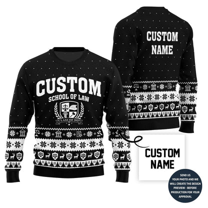 Custom School Of Law Ugly Xmas Sweater