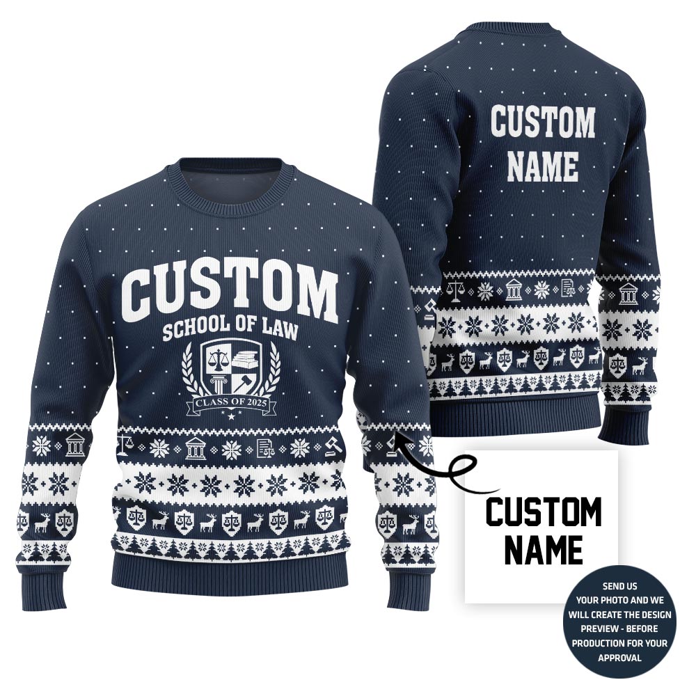 Custom School Of Law Ugly Xmas Sweater