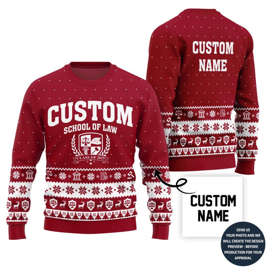 Custom School Of Law Ugly Xmas Sweater