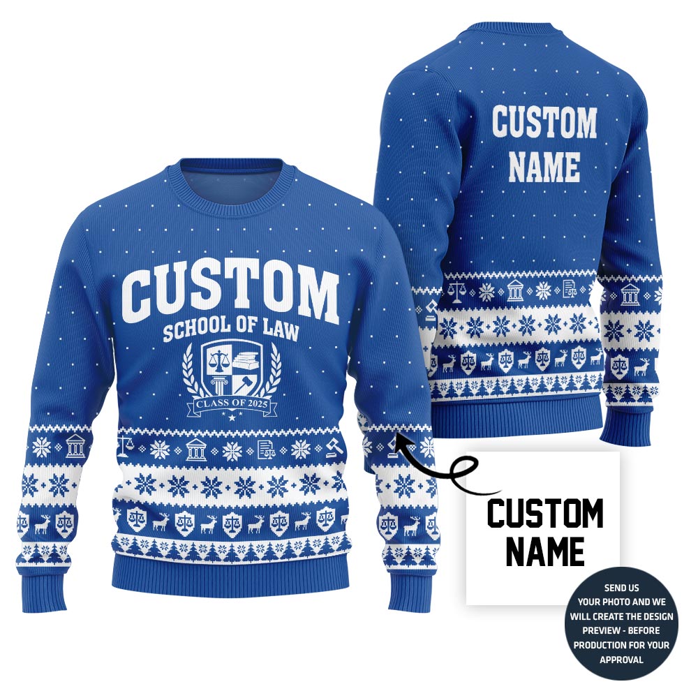 Custom School Of Law Ugly Xmas Sweater
